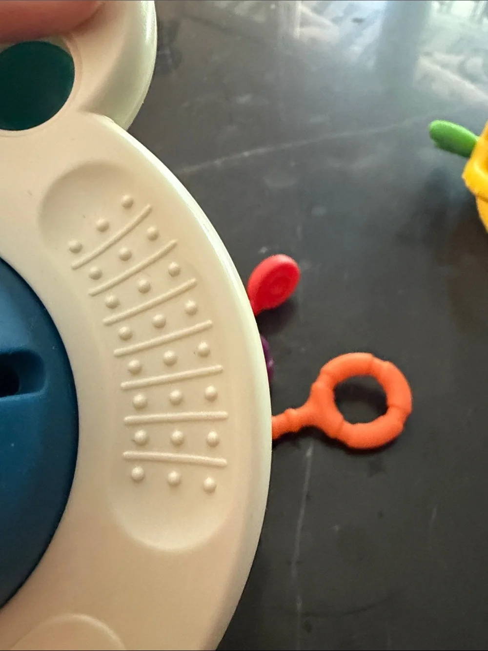 Bright Multicolor Sensory Popper Toy with Yellow Lemon Teether